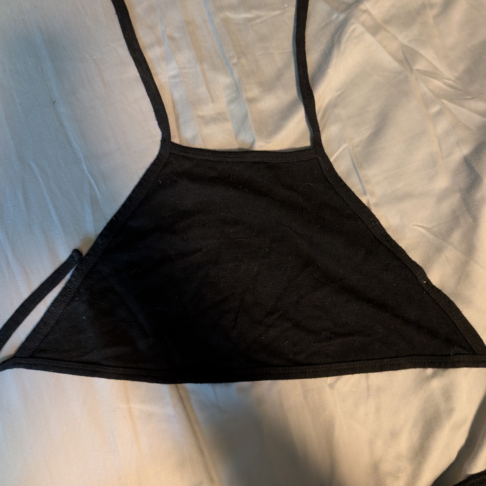 Forever 21 Black Tie Up Halter Top
